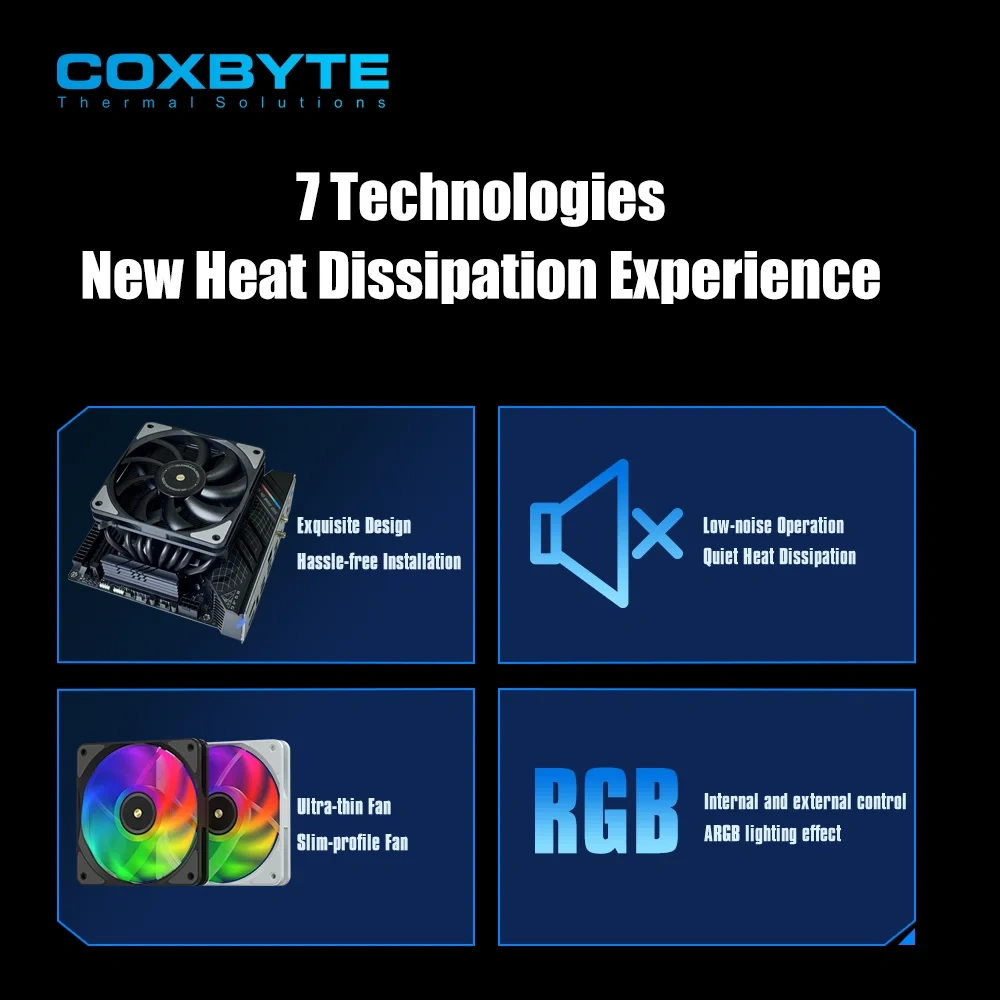 COXBYTE CFan-50V8 8 Heat Pipes Down-pressure CPU Air-cooling Cooler 45MM High 9CM Fan for LGA1200/1700/AM4/5 ITX Chassis