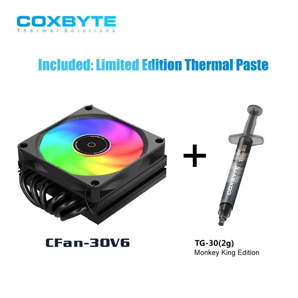 COXBYTE ITX CPU Cooler 4Pin PWM RGB 6 Heat Pipes CPU Air Cooler For AMD AM4/5 Intel LGA1700 1150 1155 1200 Processor Cooling Fan
