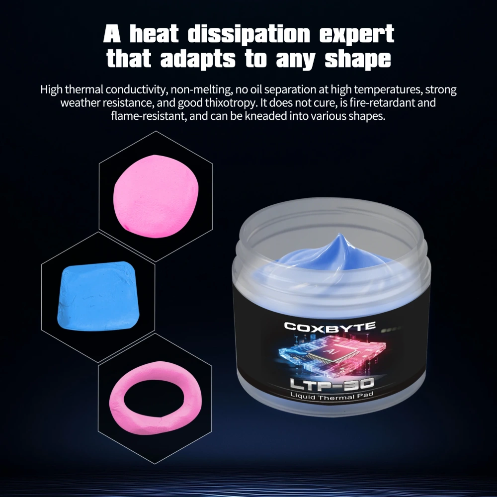 Coxbyte LTP-30 Thermal Putty Liquid thermal pad For VGA GPU IC Processor Cooling Thermal Pad Replacement Heat Blocking Putty