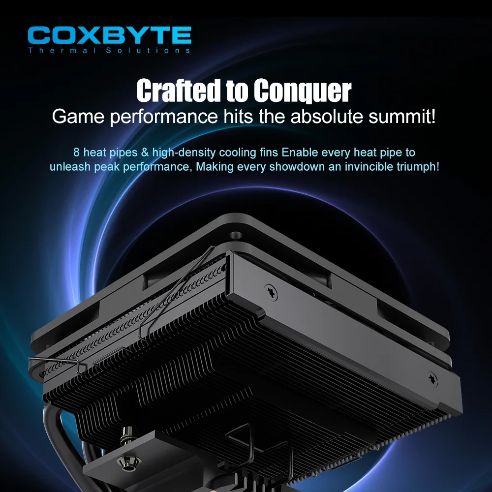 COXBYTE CFan-50V8 8 Heat Pipes Down-pressure CPU Air-cooling Cooler 45MM High 9CM Fan for LGA1200/1700/AM4/5 ITX Chassis