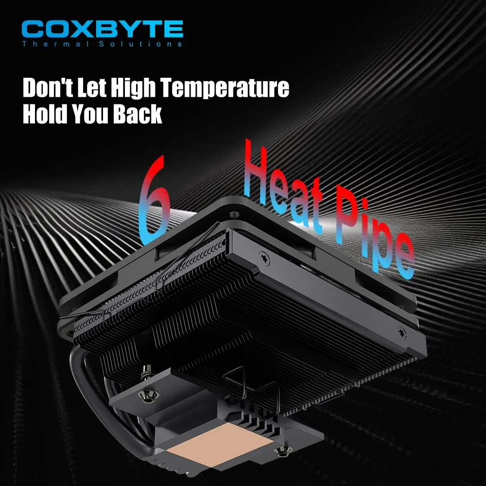 COXBYTE ITX CPU Cooler 4Pin PWM RGB 6 Heat Pipes CPU Air Cooler For AMD AM4/5 Intel LGA1700 1150 1155 1200 Processor Cooling Fan
