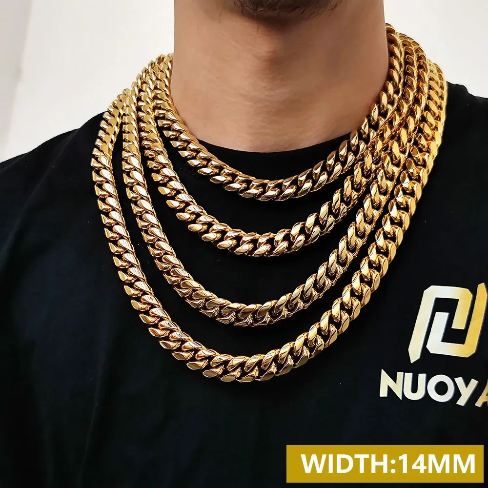 6/8/10/12/14/18MM Hip Hop Rock Stainless Steel Cuban Choker Jewelry Miami Cuban Link Chain Necklace For Men Women Drop Shipping