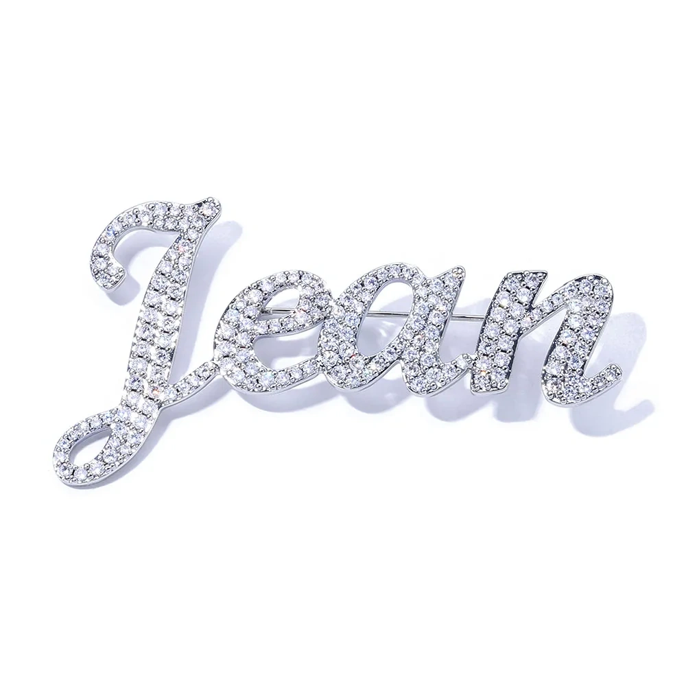 Personalized Custom Rose Gold Color Handmade Full Iced Legacy Letters Name Pin Brooch Women Fashion Sorority Jewelry Gift
