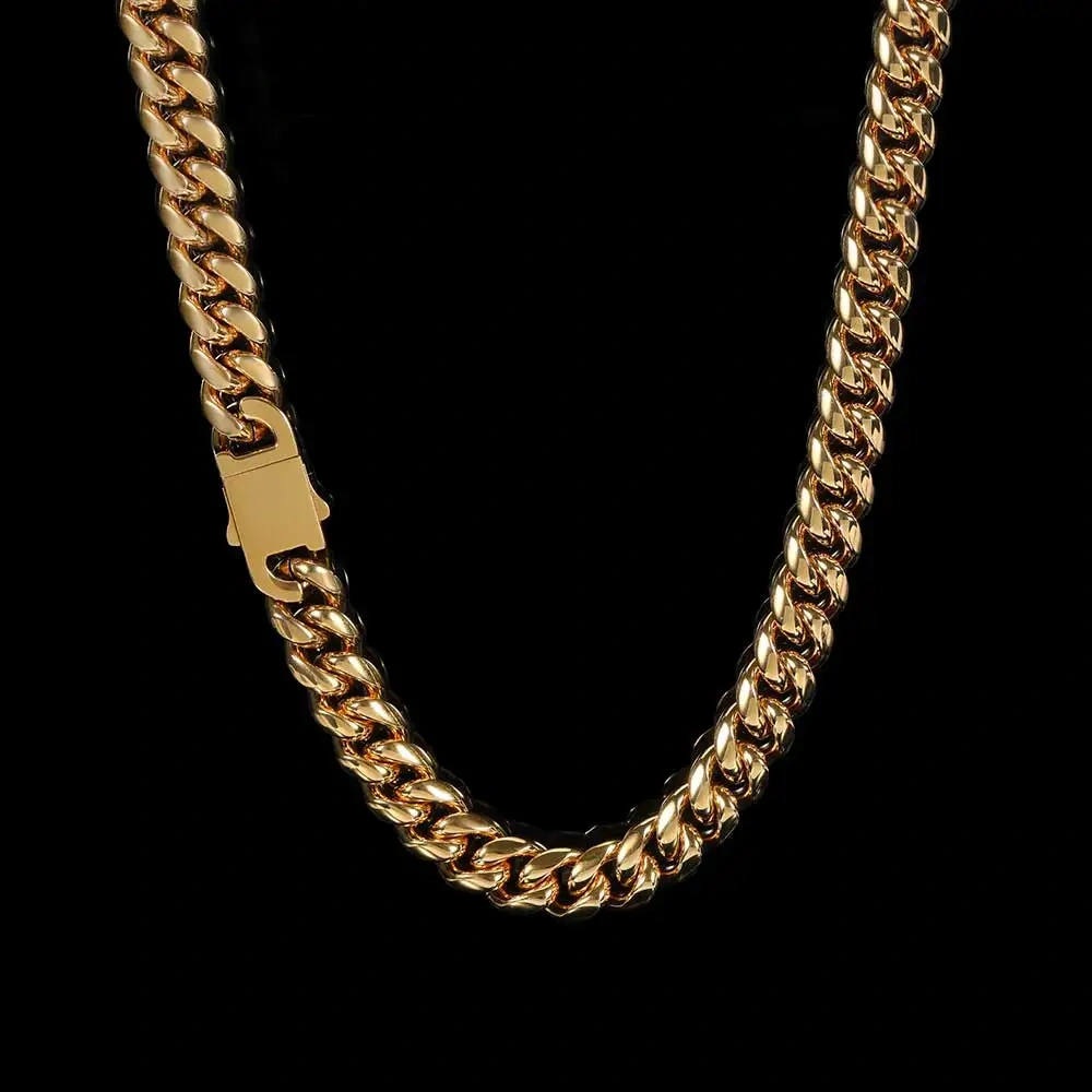 Hip Hop Men's 8/10/12/14/16mm Stainless Steel Necklace Miami Cuban Link Chain Fashion Jewelry Free Custom Logo