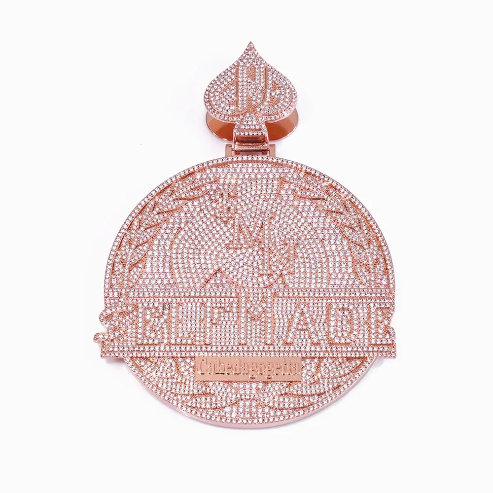 ESKEEM Personalized Custom Logo Hip Hop Pendant Bling Charm Iced Out Diamond Pendant Solid Silver Chain Rapper Jewelry Gifts