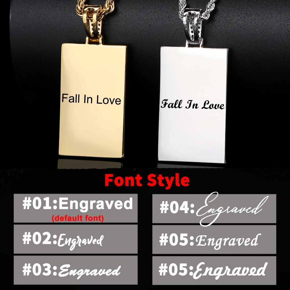 Custom Made Photo Rectangle Shape Pendant Necklace Zircon Men's Hip Hop Jewelry Memory Picture Pendant For Men Gift