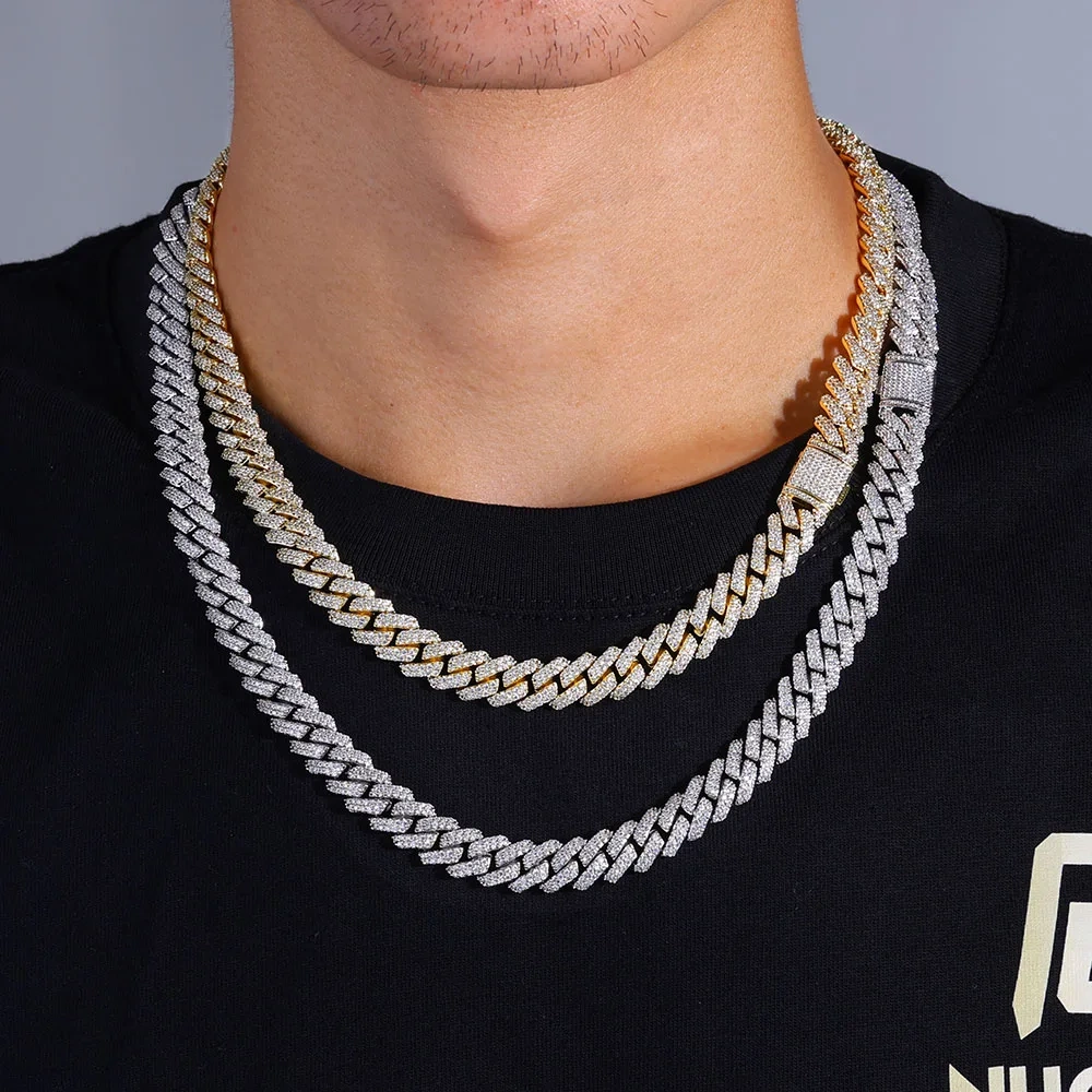 10mm Hip Hop Rock Iced Out Cuban Link Chain Necklace Micro Pave Cz Cuban Link Chain For Men Women