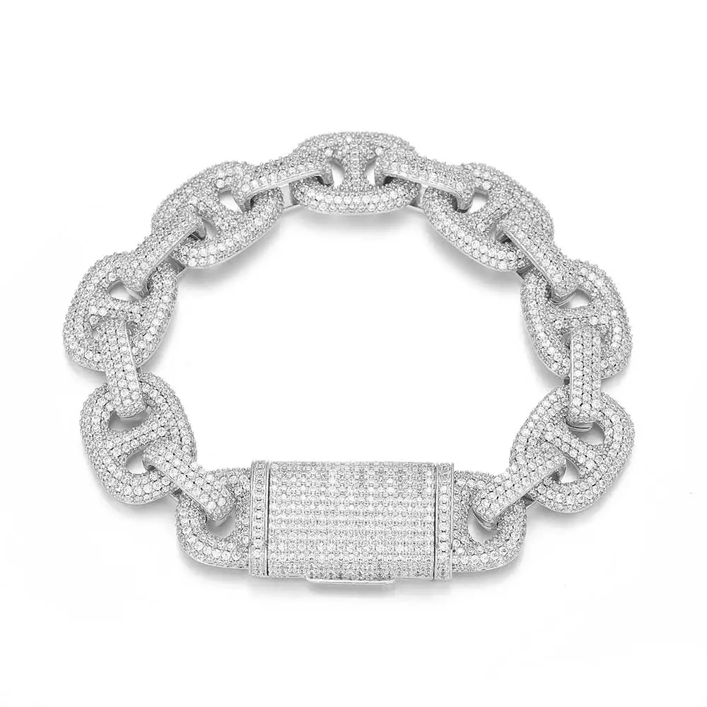 16MM CZ Miami Large Round Cuban Link Chain Bling Iced Out Custom Hip Hop Rapper The Pig Nose Cuban Link Chain