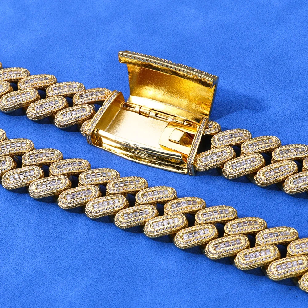 18mm Mixed Inlay Diamond Cuban Necklace Hip Hop Long Clasp Big And Heavy Iced Cuban Chain For Men Rapper Jewelry