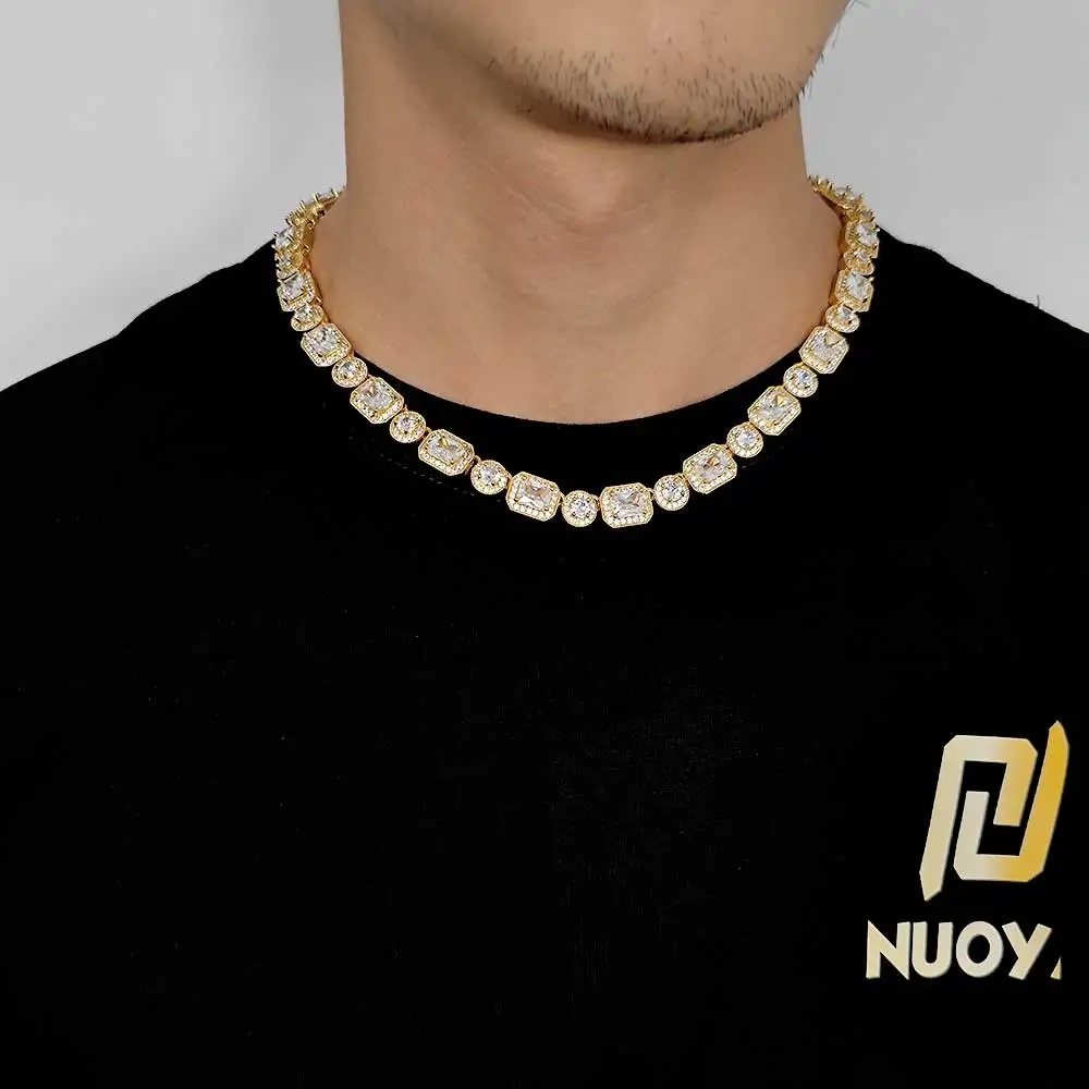 Fashion Jewelry Iced Out Zircon Necklace Square Round Bling Diamond Women Clustered Tennis Chain