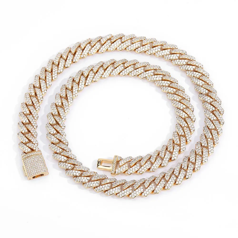 10mm Hip Hop Rock Iced Out Cuban Link Chain Necklace Micro Pave Cz Cuban Link Chain For Men Women