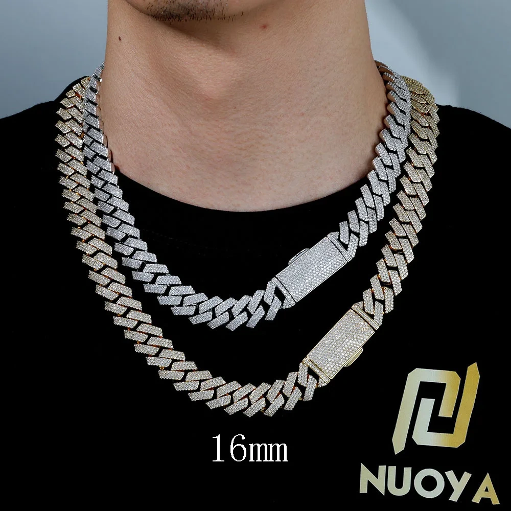 Hip Hop Jewelry 8/10/14/15/16/20/25mm Iced Out Cuban Link Chain Prong Diamond Cubic Zirconia Necklace Various Size Men Women