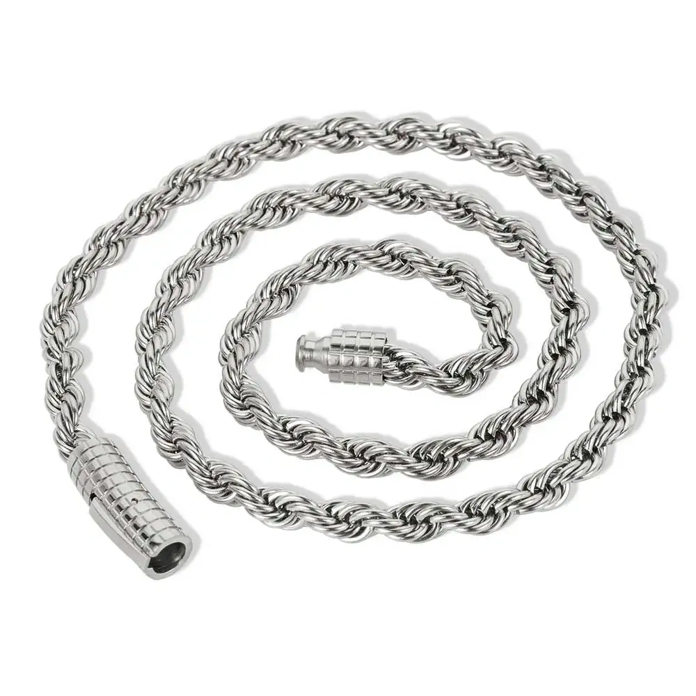 6mm Rope Chain Necklace Stainless Steel Never Fade Waterproof Choker Men Women Jewelry Gold Color Chains Gift