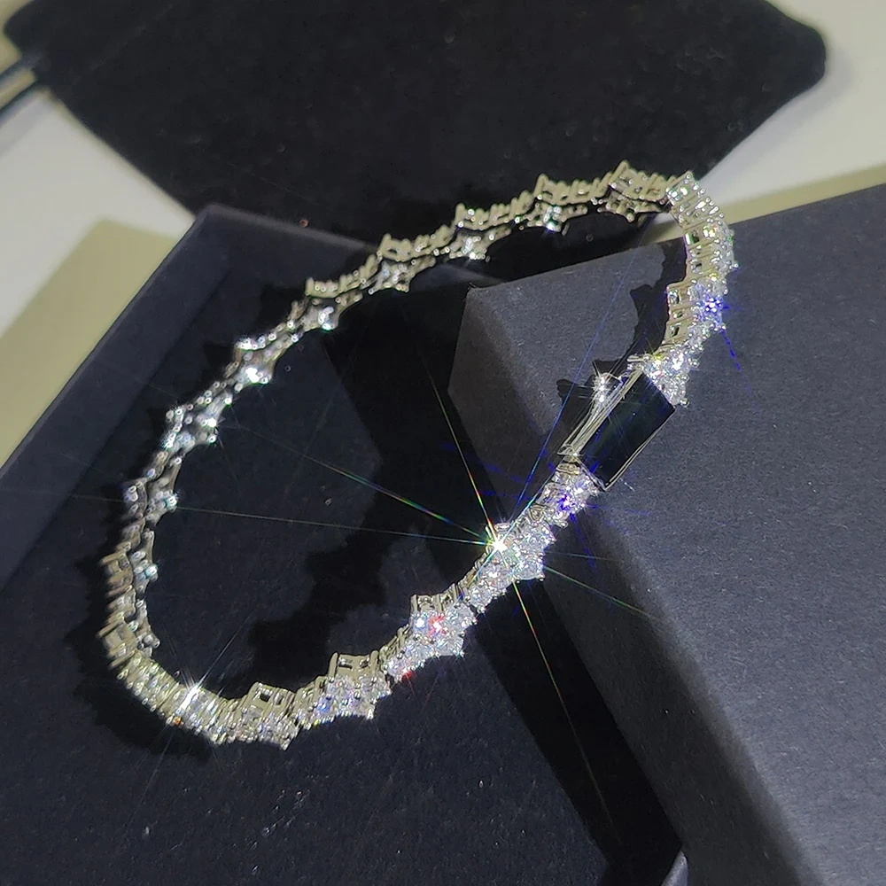 New Arrive 6.5mm Tennis Chain Brass with Bling Zircon Flower Shaped Tennis Chain Necklace For Women Party Gift