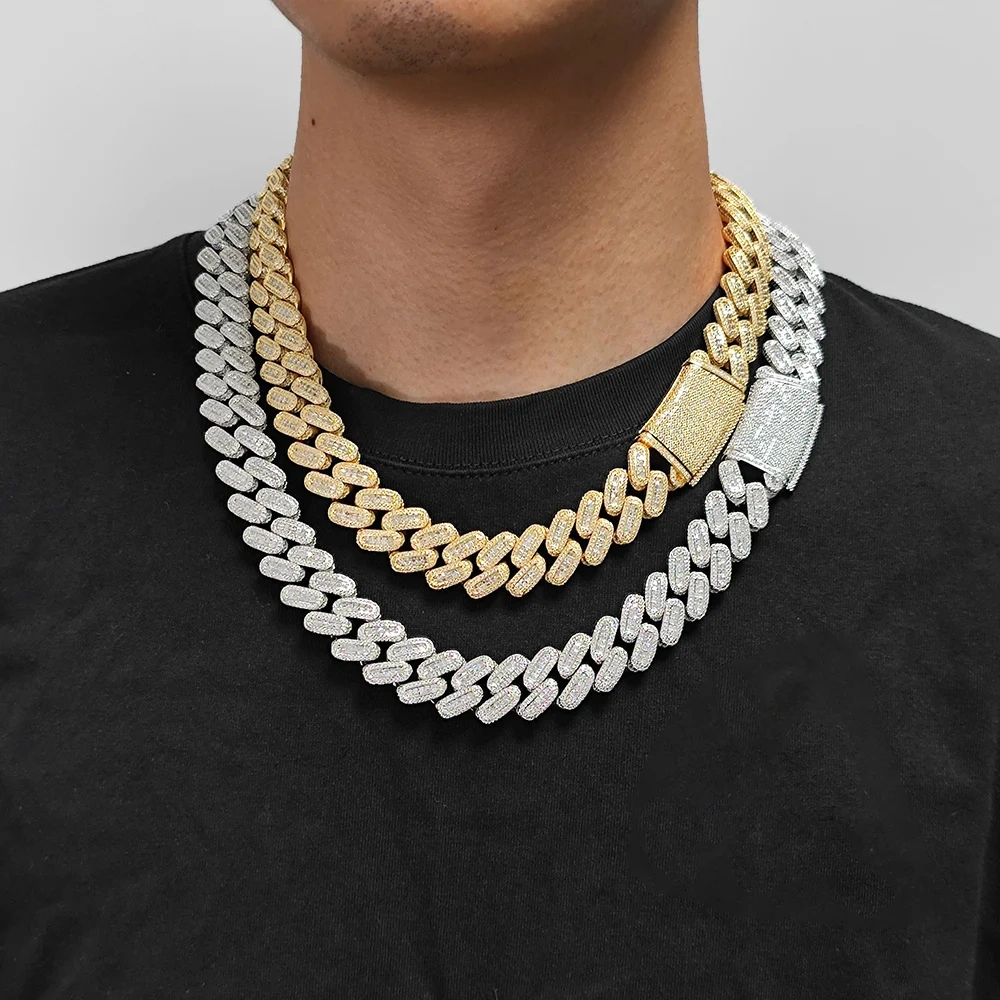 18mm Mixed Inlay Diamond Cuban Necklace Hip Hop Long Clasp Big And Heavy Iced Cuban Chain For Men Rapper Jewelry