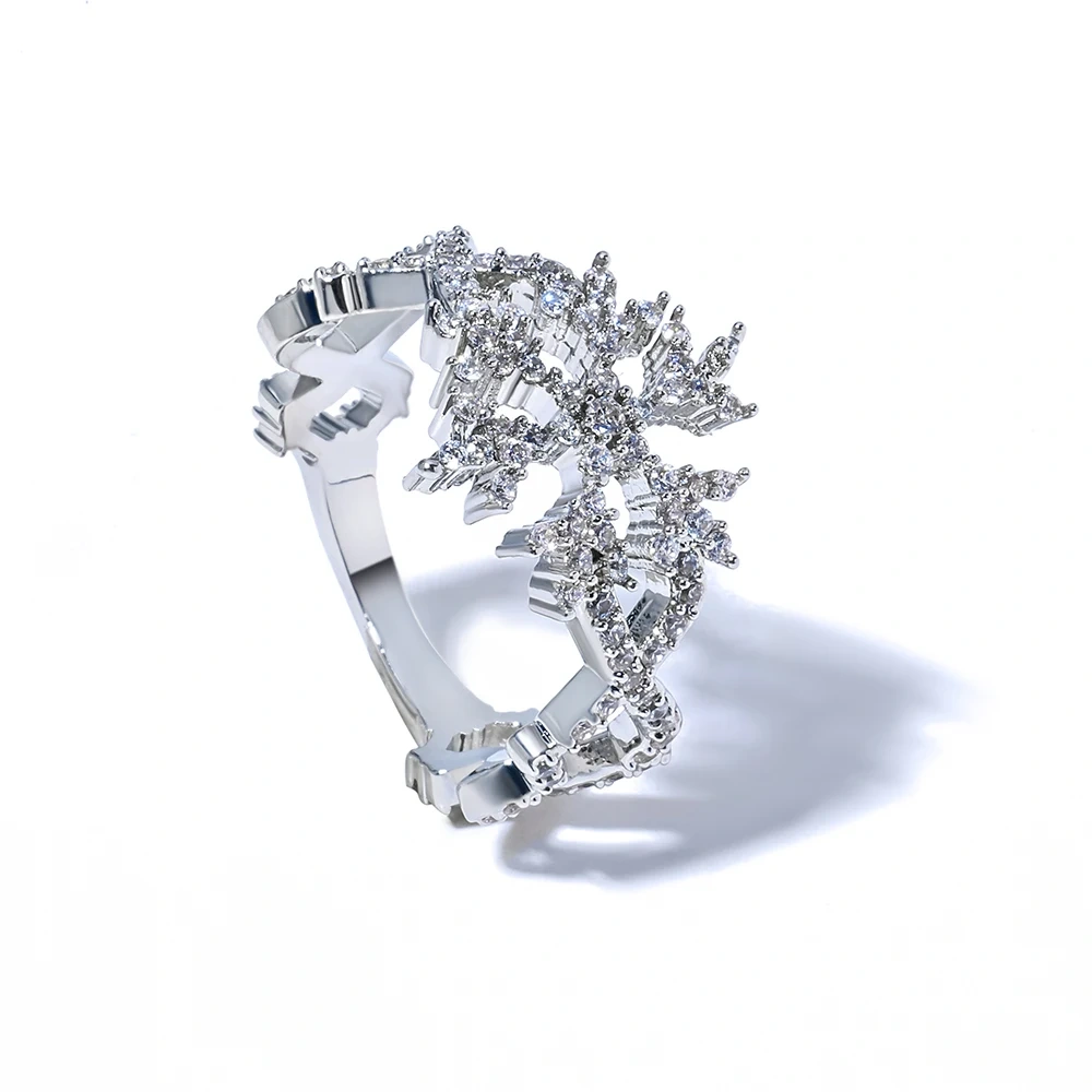 Winter Iced out Snowflakes Christmas Rings Sets Women's Fashion Jewelry for Anniversaries & Holidays