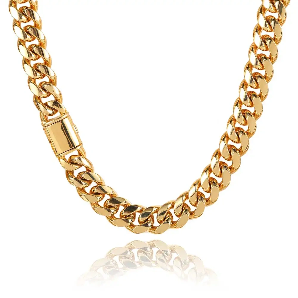 ESKEEM Hip Hop Fashion Jewelry 8/10/12/14MM PVD Plating Necklace Stainless Steel Chunky Cuban Link Chains Miami For Men Gift