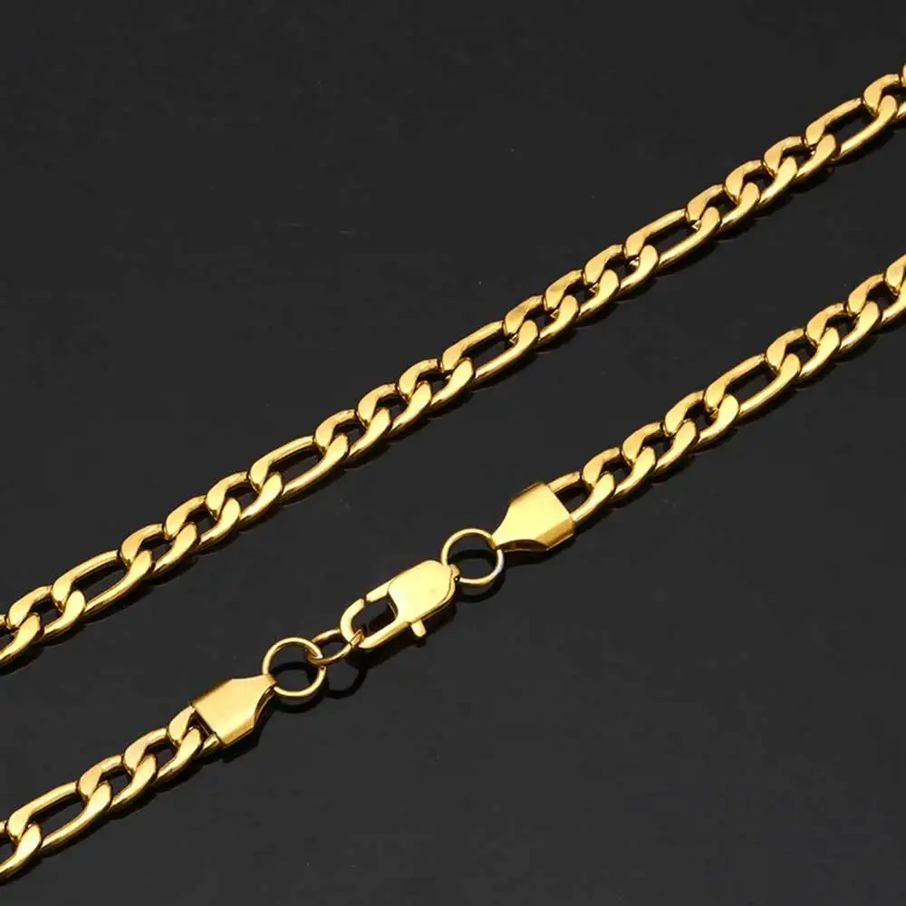Hip Hop Fashion Wholesale 3/5mm Cuban Link Necklace Jewelry Stainless Steel Figaro Chain Men Drop shipping