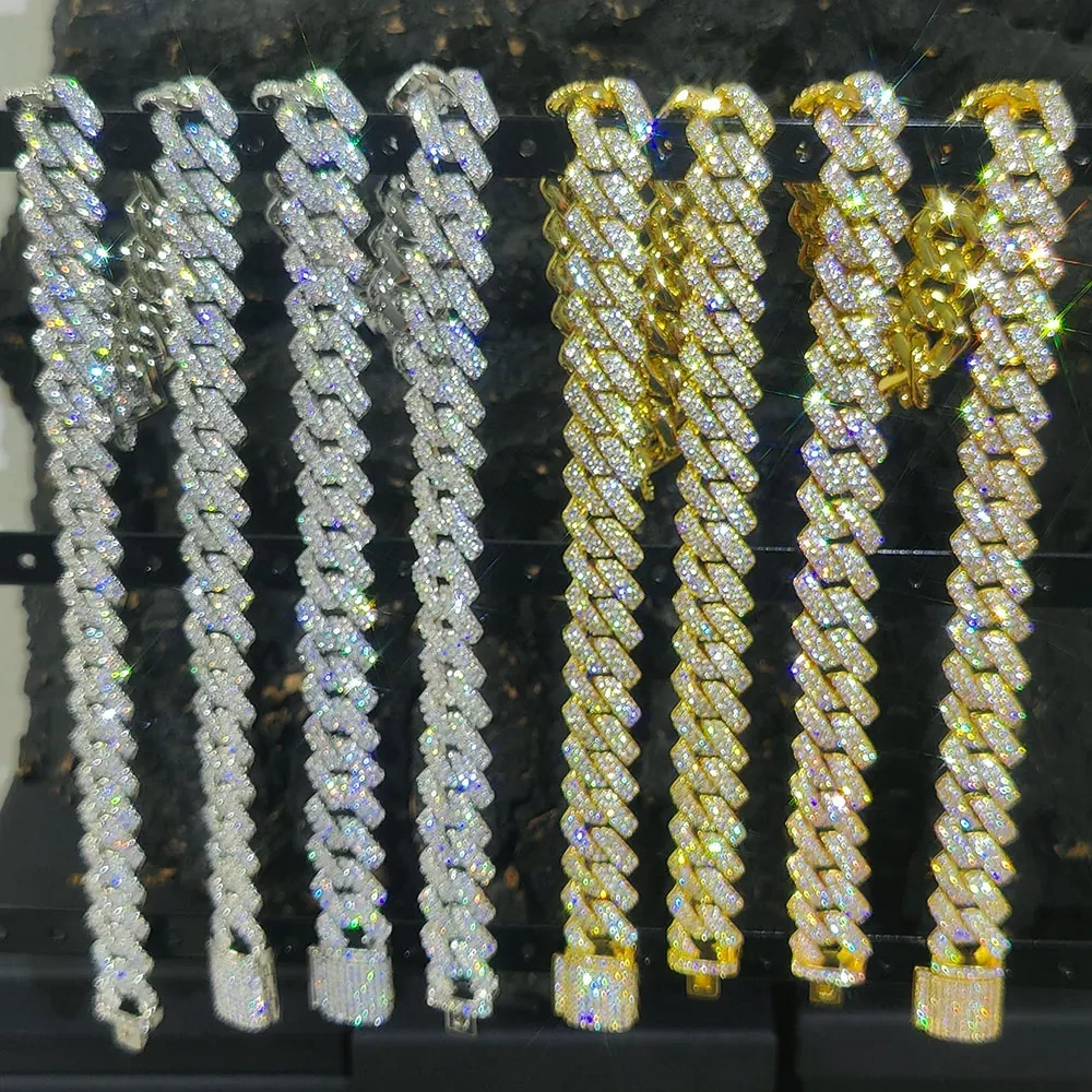 14mm Zircon Miami Prong Cuban Link Chain for Men Necklace Choker Iced Out Hip Hop Jewelry Items With Drop Shipping