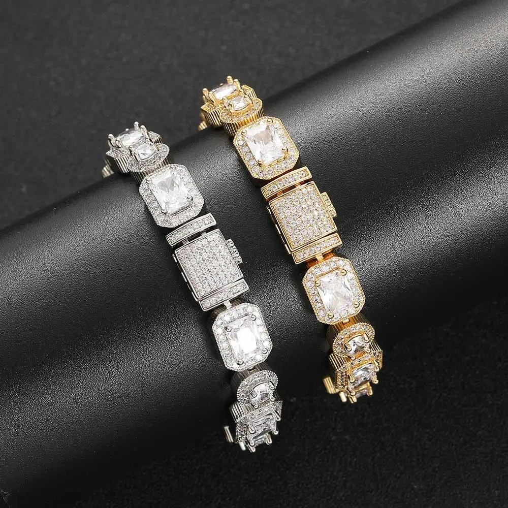 Fashion Jewelry Iced Out Zircon Necklace Square Round Bling Diamond Women Clustered Tennis Chain
