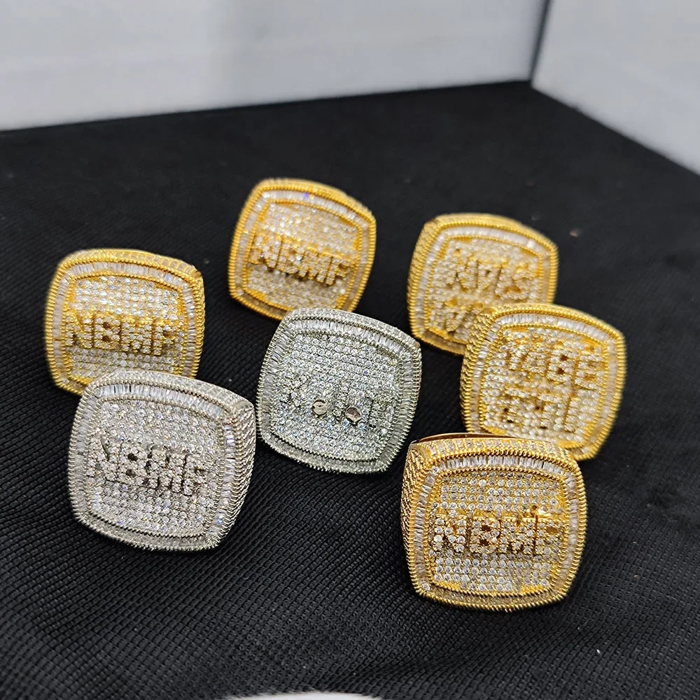 Hip Hop Jewelry Personalised DIY Name Letter Alphabet Ring Square Shape CZ Rings Charms Bling Trendy for Women Man