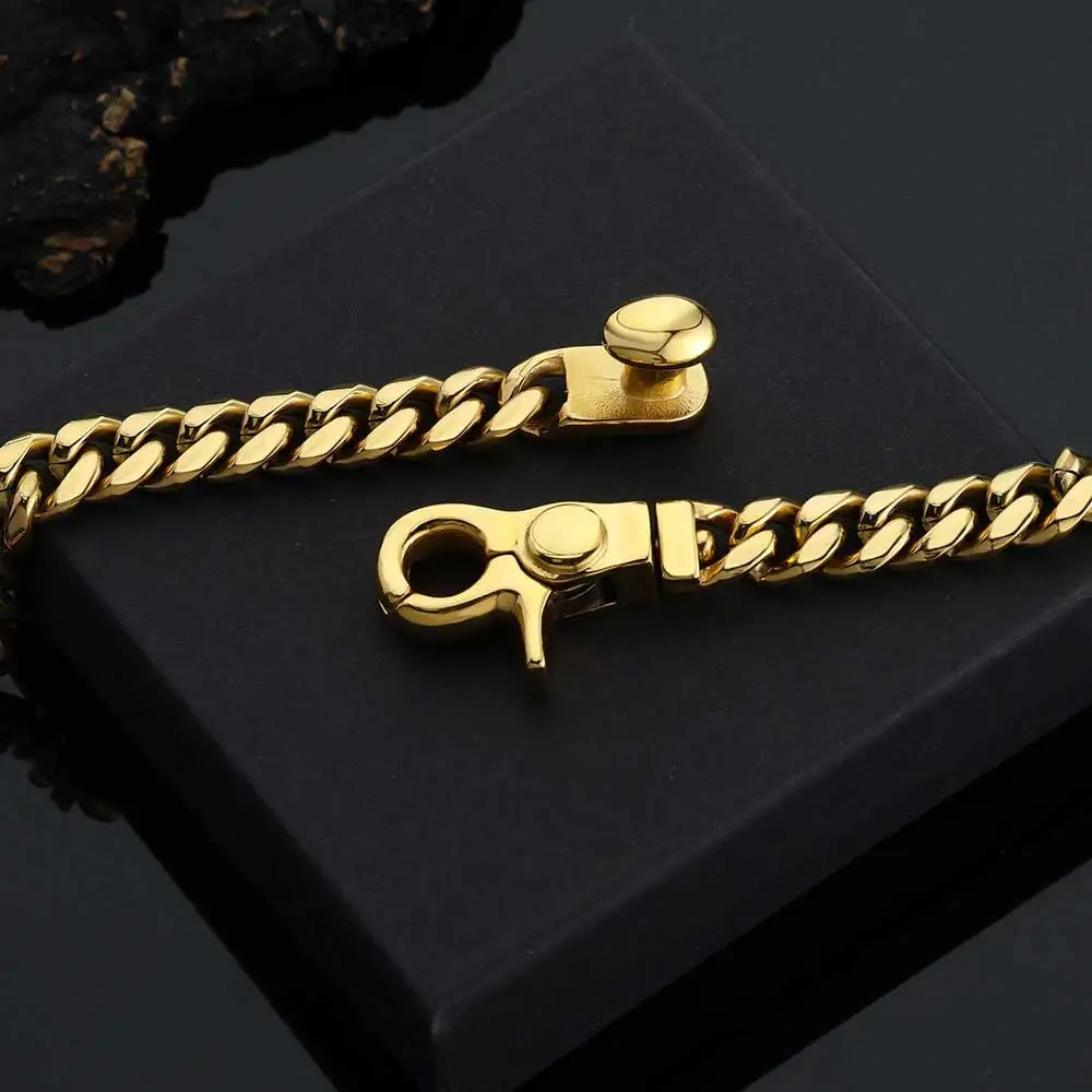 Hip Hop Jewelry Stainless Steel Bracelet Personalized Big Clasp High Polish Quality Cuban Chain Bracelet