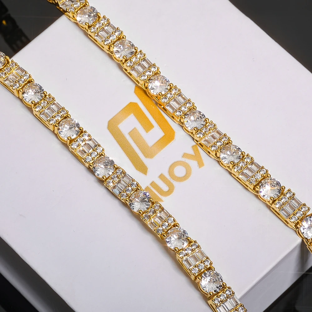 ESKEEM New 6.5mm Iced Diamond Tennis Chain Silver Plated Brass Bling Circle Squre Cubic Zirconia Necklace Women Hip Hop Jewelry