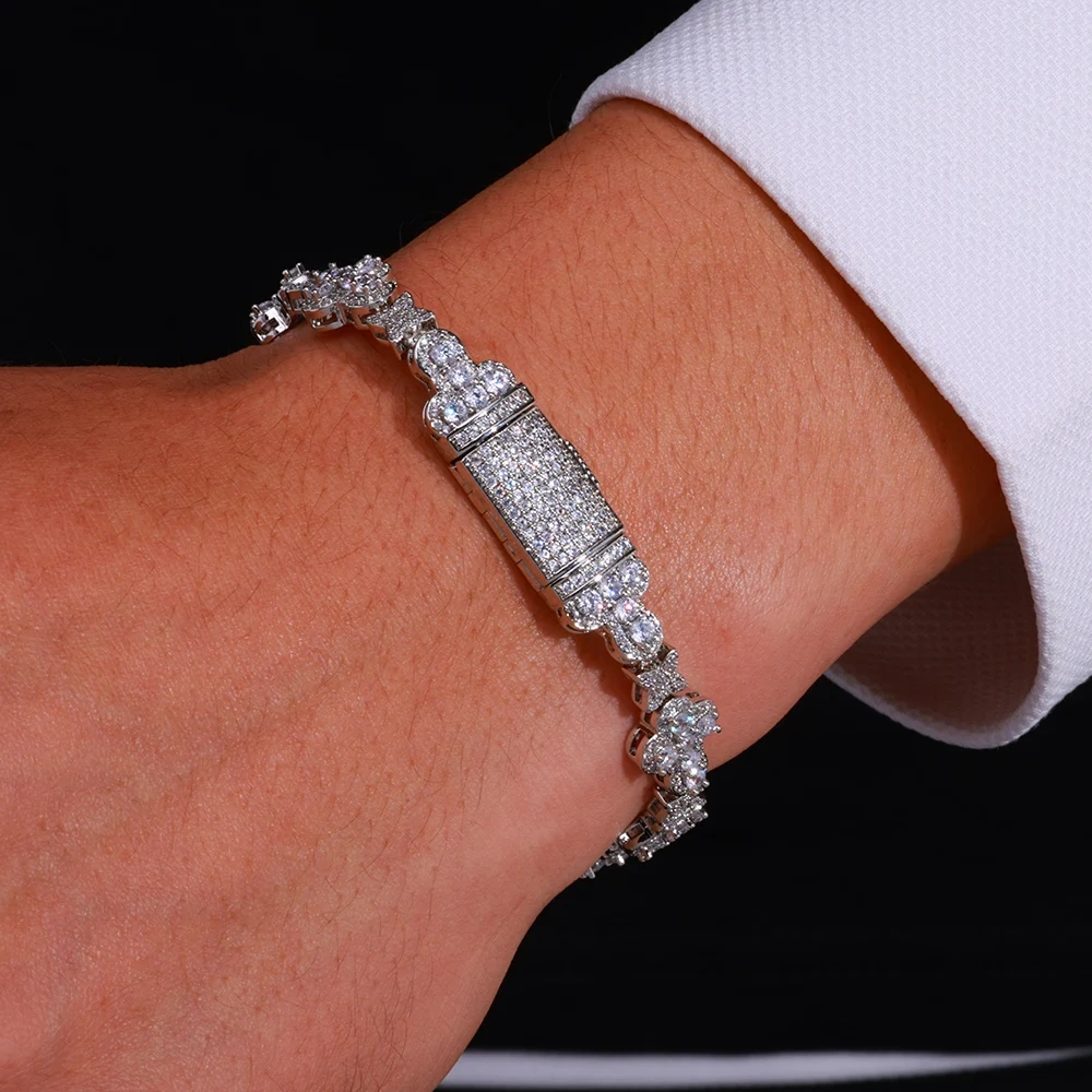 10mm Mini Cross Hip Hop Jewelry Moissanite Tennis Chain Bracelet 925 Silver Iced Out Tennis Chain Necklace for Men and Women