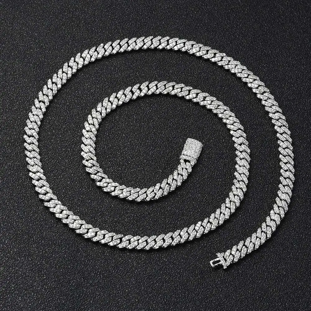 ESKEEM 6MM Width Iced Out Cuban Chain Bling Necklace CZ Golden Miami Cuban Link Chain For Women Men's Hip Hop Jewelry Gifts