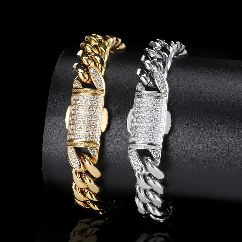Hip Hop Rapper Rock Jewelry Cuban Link Fashion Luxury Stainless High Quality Multiple styles Bracelet For Women