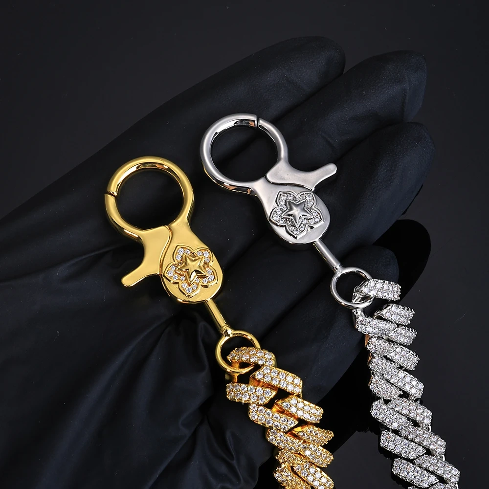Custom Hip Hop Prong Iced Pants Chain Secure Travel Wallet KeyChain Heavy Duty Jeans Link Men Jewelry