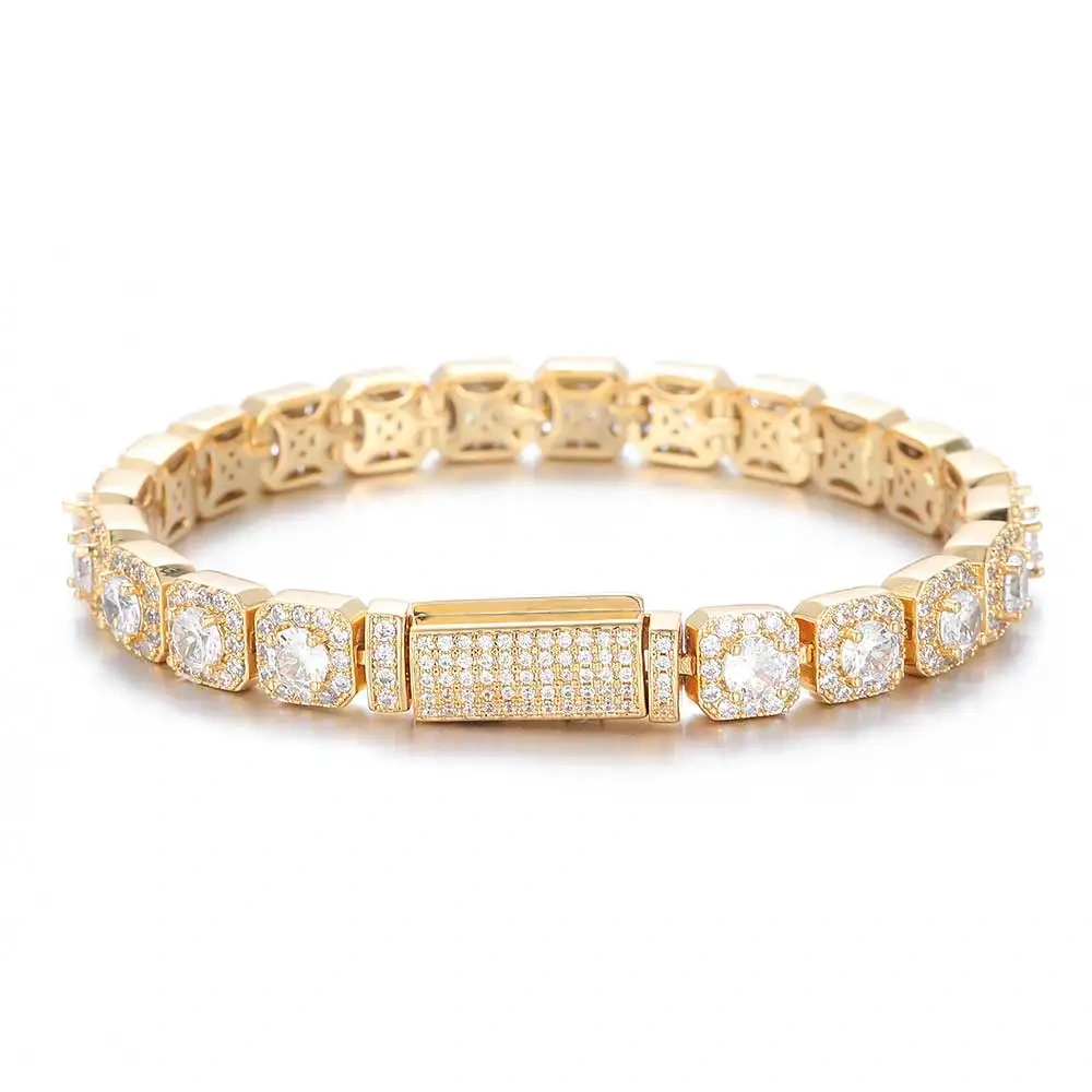 Hip Hop Jewelry 7mm Iced Tennis Chain Necklace Bling Zircon Cluster Diamond Gold Plated Choker for Women Gift