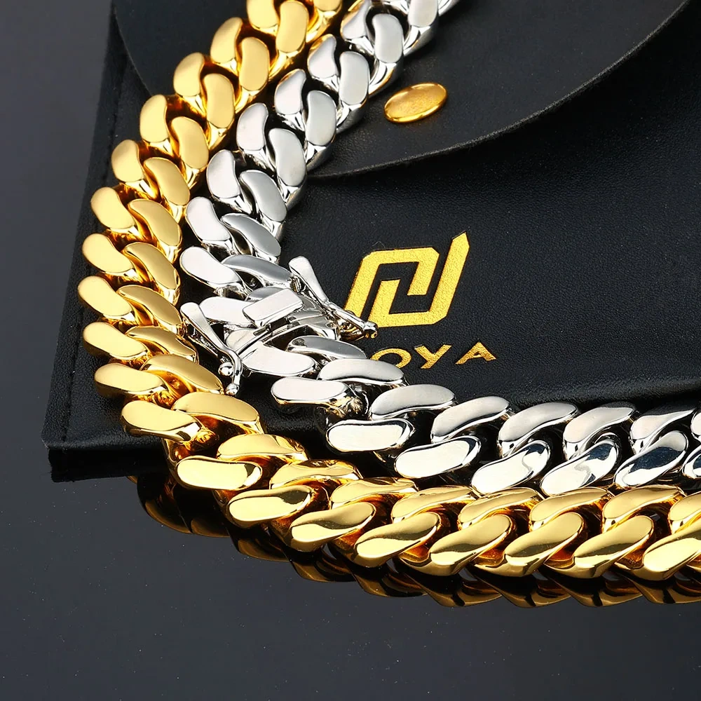 ESKEEM Hiphop Jewelry Cuban Link Chain for Men 12mm 18K Gold Plated Brass Filled Miami Cuban Chain Necklace for Men Multisize