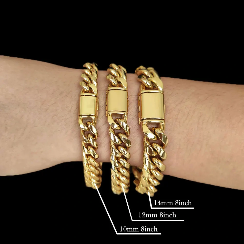 ESKEEM Hip Hop Fashion Jewelry 8/10/12/14MM PVD Plating Necklace Stainless Steel Chunky Cuban Link Chains Miami For Men Gift