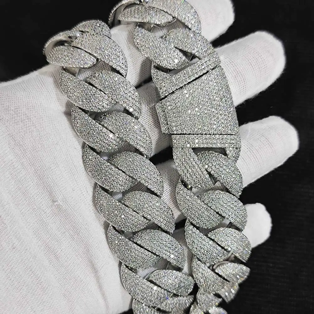 Hip Hop Rock Exaggerated 22mm Chunky Cuban Link Men Choker Jewelry Iced Out Full Cuban Link Chain Bracelet For Men