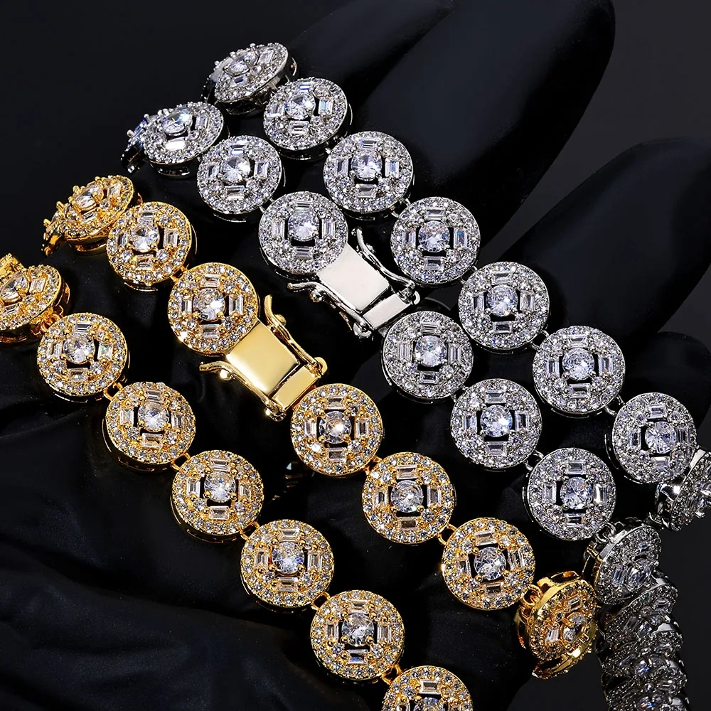 ESKEEM Bling T Square Mixed Inlay Tennis Necklace Men Women Hip Hop Jewelry White Gold Plated Rhodium 5A Cubic Zirconia Chain