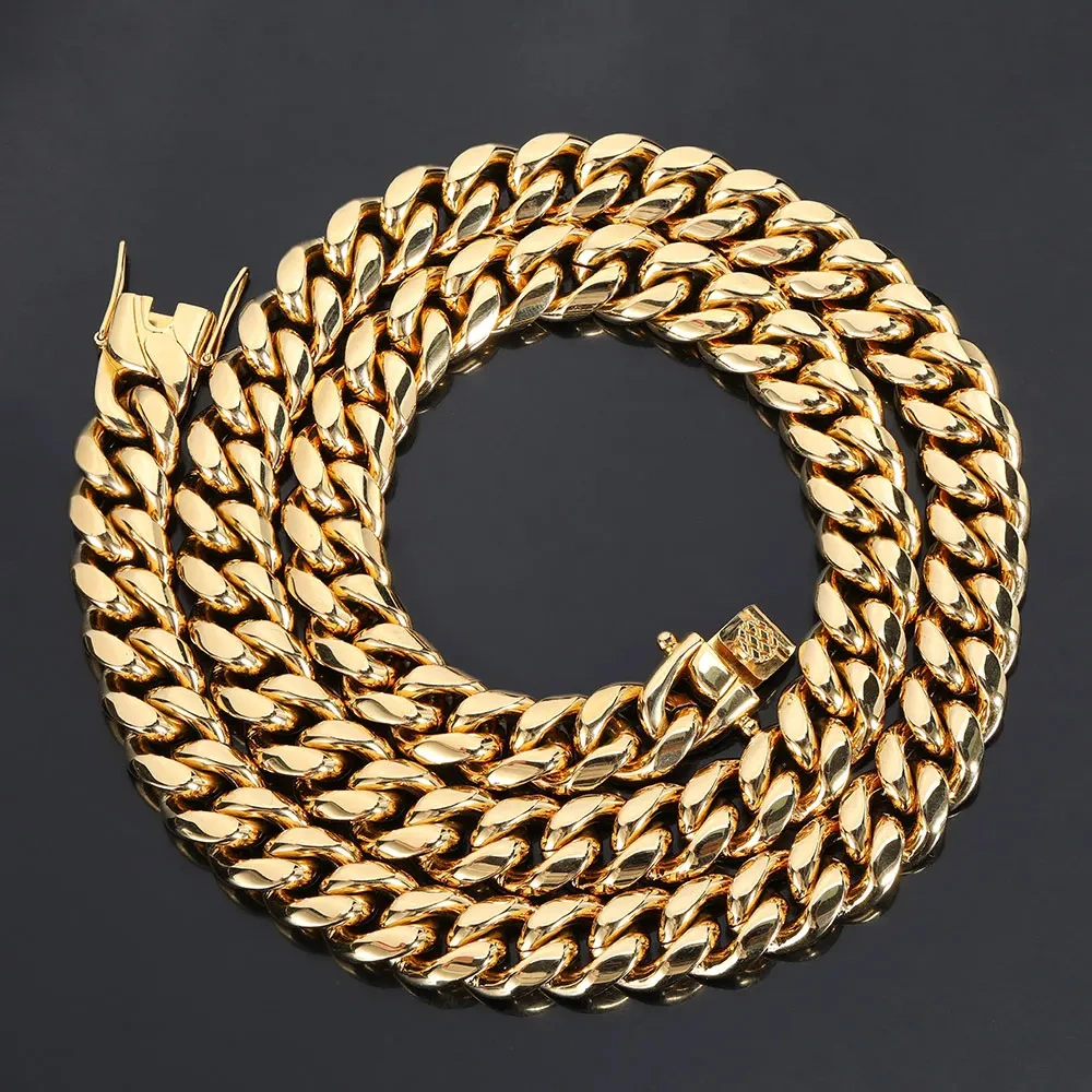 Hip Hop Rapper Rock Cuban Link Chain  For Men PVD Plated Stainless Steel High Quality Necklace Fashion Jewelry