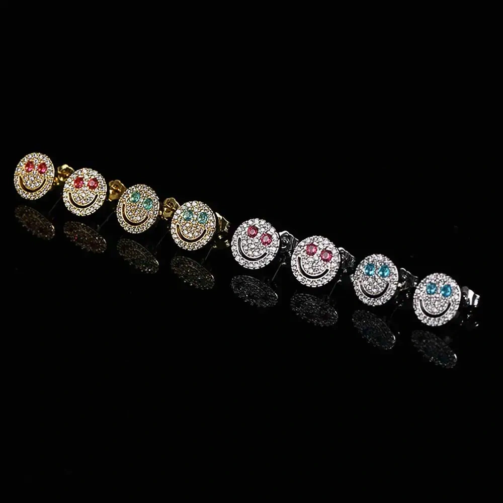 Hip Hop Jewelry Iced Out 3A Zircon Dollar Sign Plated High Quality Stud Earrings For Women
