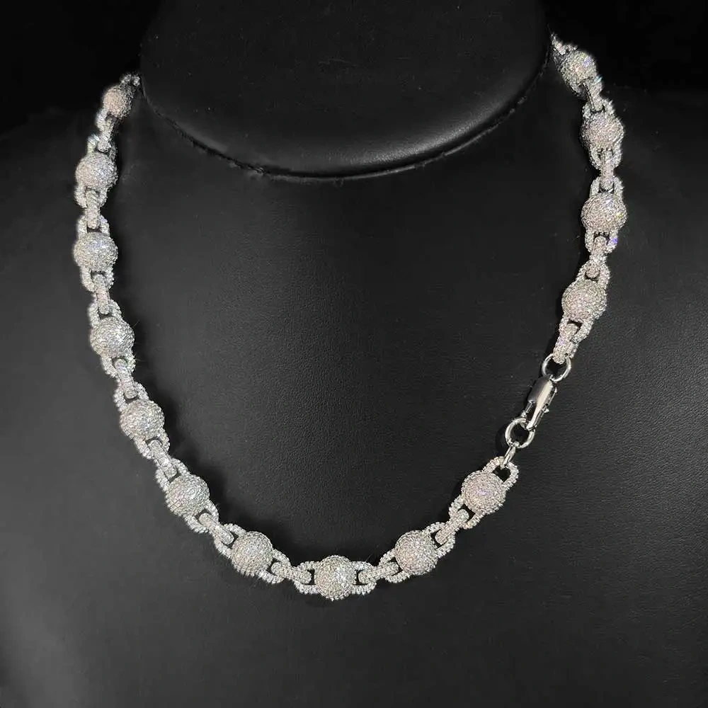 Hip Hop Jewelry 10.5MM Necklace Chain For Women Accessories Iced Out Chain Micro Pave Cz Jewelry Big Round Bead Choker