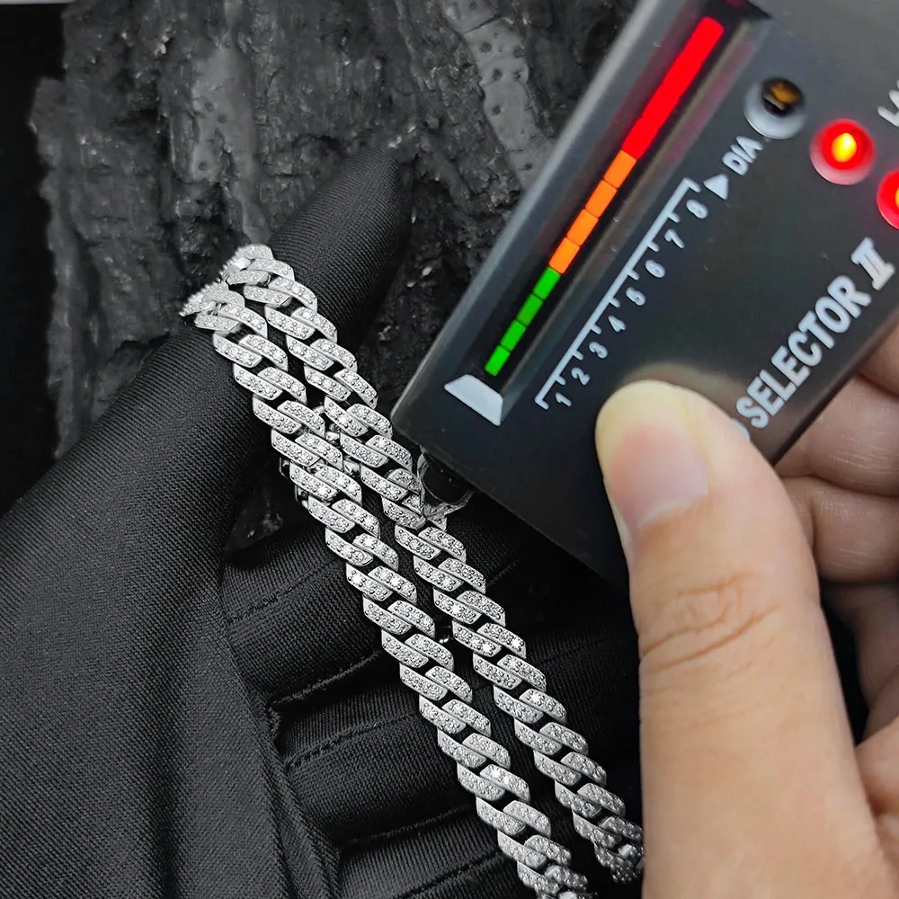 Custom Hip Hop Full Moissanite Cuban Chain Necklace For Women 8mm All VVS Diamond 925 Sterling Silver Bling Iced Out Jewelry