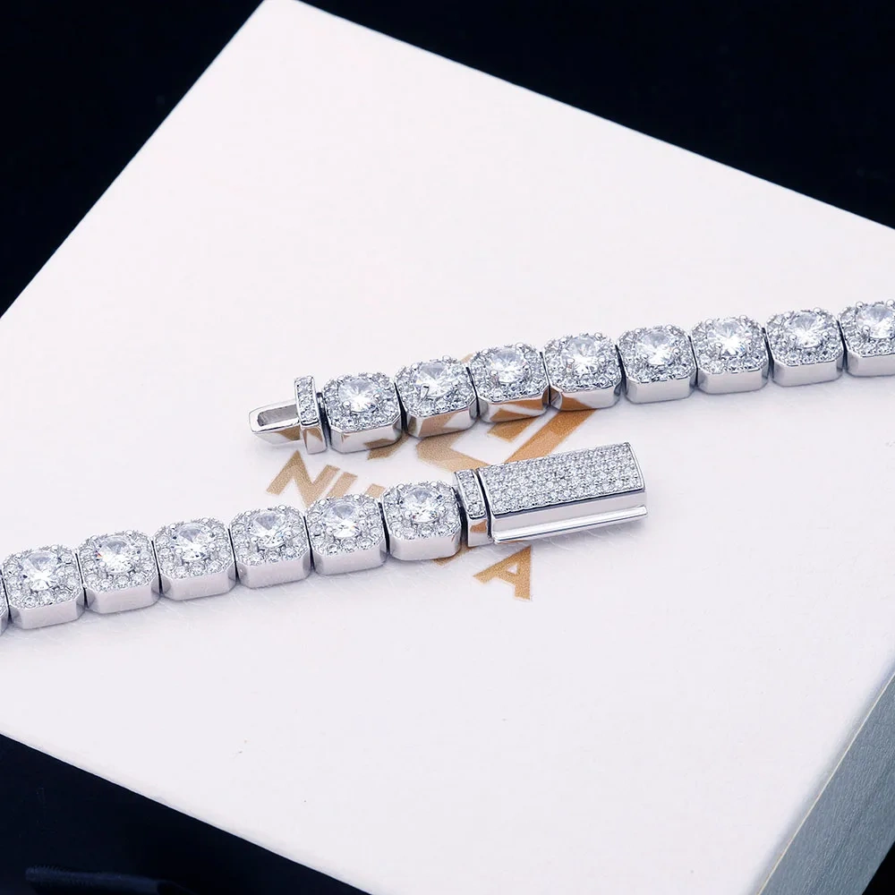 7mm Iced Tennis Chain Bracelet Bling Zircon Cluster Diamond 18k Gold Plated Bracelet for Women Men Birthday Gift Hip Hop Jewelry