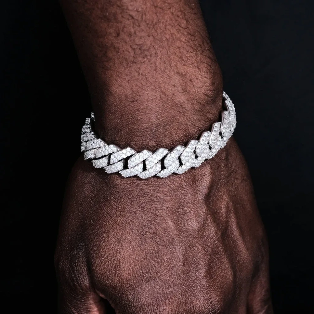 14mm Bling Iced Out Cuban Zirconia Cuban Miami Prong Link For Women Men Hip Hop Street Bracelets Jewelry