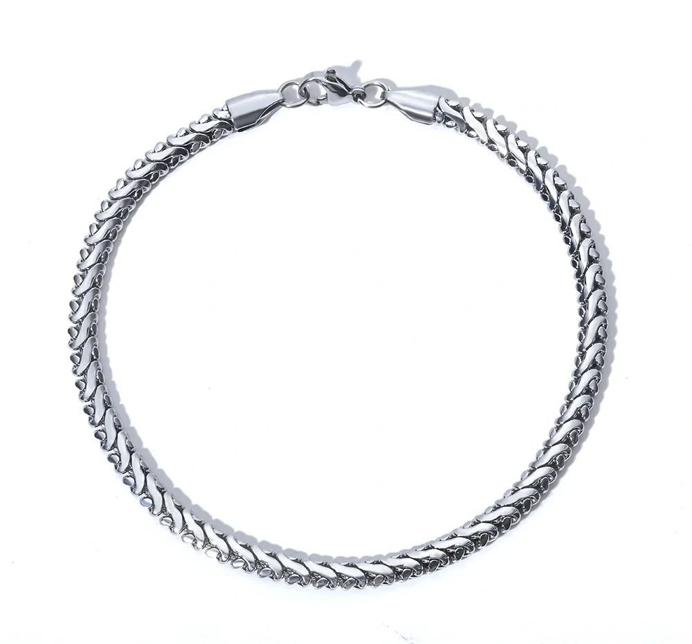 4mm 18K PVDGold Plated Stainless Steel Link Chain Bracelets Fashion Jewelry Snake Bangles for Women