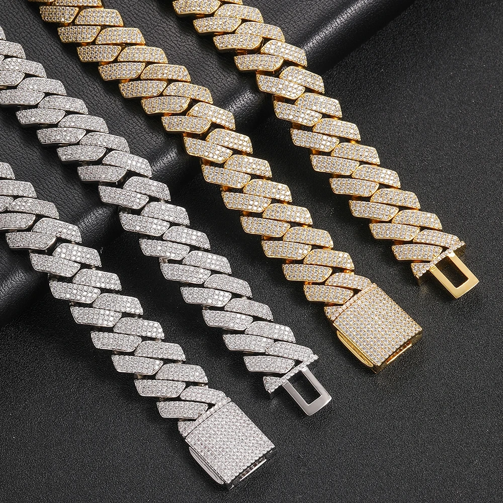 Hip Hop Jewelry 15/20mm 2/3 Row Chunky Cuban Link Iced Out Zirconia Fashion Rock Rapper Bracelet