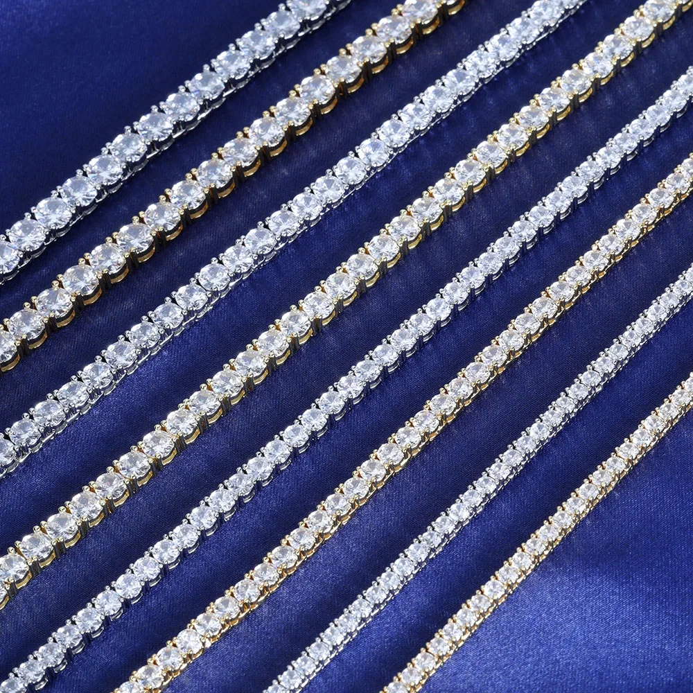 3mm Tennis Chain 1 Row Bling Zircon Copper Material Necklace Hip Hop Man and Women Iced Out Jewelry Drop shipping