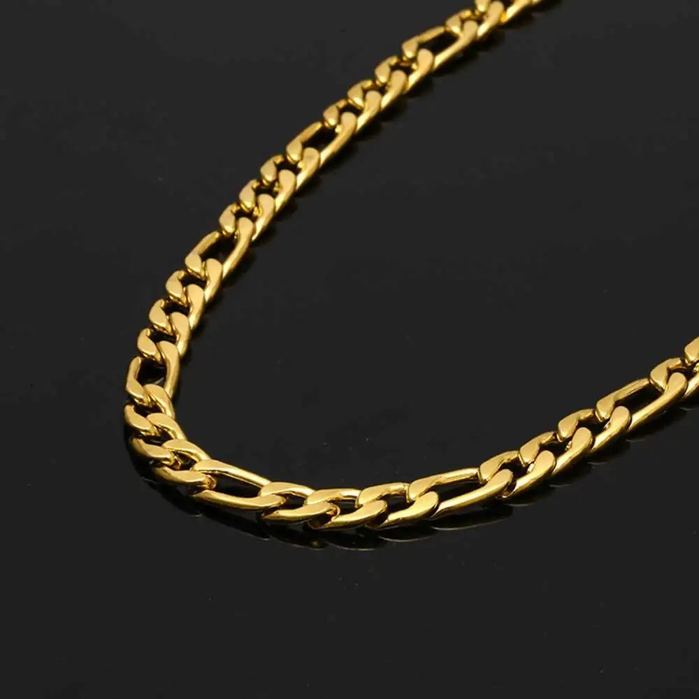 Hip Hop Fashion Wholesale 3/5mm Cuban Link Necklace Jewelry Stainless Steel Figaro Chain Men Drop shipping