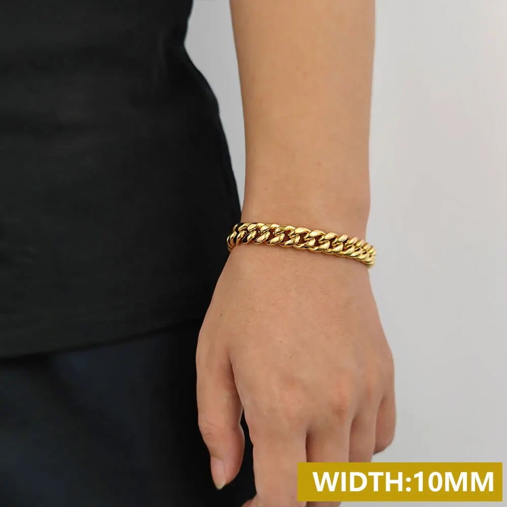 Hip Hop Jewelry Miami 6mm 8mm Fine Polishing Stainless Steel Cuban Link Bracelet For Women