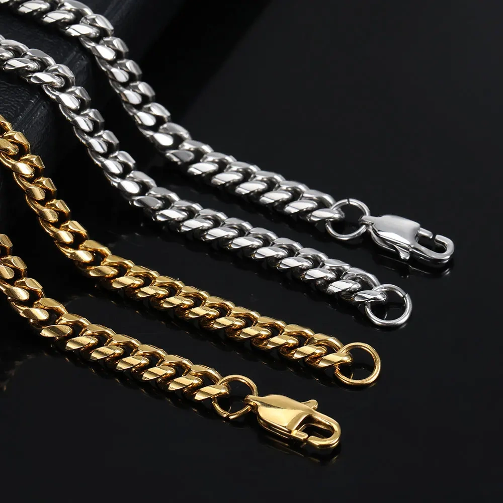 Hip Hop Jewelry Miami 6mm 8mm Fine Polishing Stainless Steel Cuban Link Bracelet For Women
