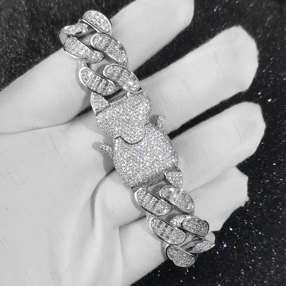 New Arrival Men Hip Hop Jewelry 18MM Special Clasp Solid Silver 925 Custom VVS Moissanite Diamond Cuban Link Necklace