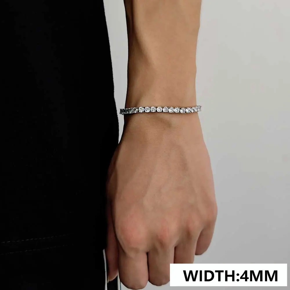 Hip Hop Bling Iced Out 3mm 4mm 5mm One Row Shine Cubic Zirconia Women Men Tennis Chain Bracelet Drop Shipping Free Laser Logo ﻿